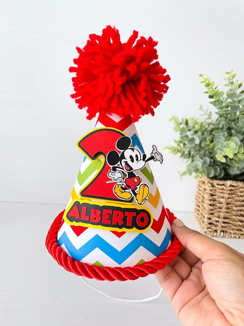 Clubhouse Party Embroidered Birthday Hat Mickey Mouse Cake Smash