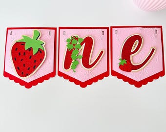 Berry Sweet First Birthday Banner: Strawberry High Chair Decoration