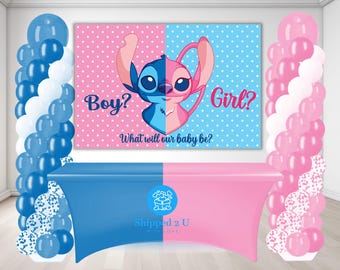 Stitch or Angel Gender Reveal Party Banner