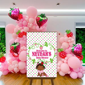 Black Baby Strawberry Girl Welcome Sign Printed Foam Core 24x36 sign