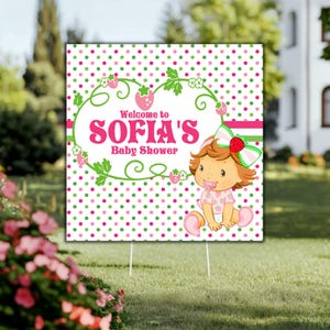 Toddler Strawberry Girl Lawn Sign 20x20 4mm or 10mm Coroplast