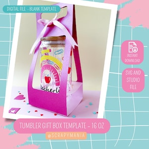 Plantilla para caja de regalo tipo vaso – Soporte para lata de 16 oz, archivo SVG y Studio (producto digital)