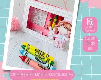Coloring Box Template, Crayon Holder SVG & Studio File (Digital Product)