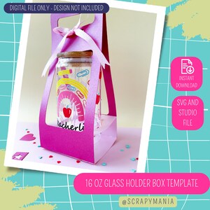 Modello per scatola regalo con coperchio in bambù - File di taglio per scatola porta bicchieri da 16 once alla moda - SOLO FILE DIGITALE