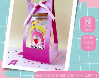 Bambusdeckel Tumbler Geschenkbox Vorlage - Trendige 16 Unzen Dosen Glashalter Box Schnittdatei - NUR DIGITALE DATEI