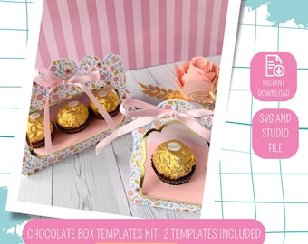 Chocolate Box Templates, Elegant Treat Display - 2 templates included (SVG and .Studio File)