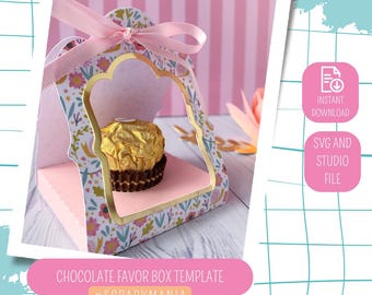 Chocolate Favor Box Template, Elegant Mini Treat Holder (Digital product)
