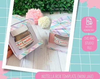 Nutella Box Vorlage SVG & Studio Datei, Nutella Inhaber Fall Schnittdatei, Geschenkschachtel für Miniglas - DIGITALE Datei