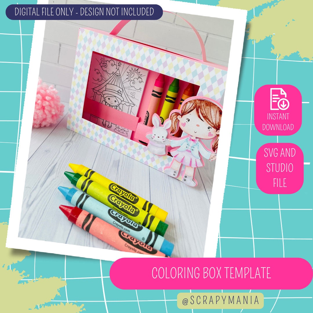 Coloring Box Template, Suitcase With Crayons Holder, Crayons Gift Cut ...