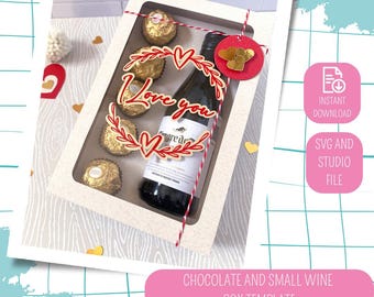 Pralinen Geschenkbox Vorlage, Ferrero Pralinenhalter Box, Kleine Weinkiste Vorlage, SVG und Studio Datei