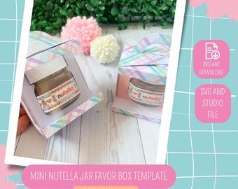 Plantilla para caja de regalo con mini tarros de Nutella, archivo SVG y de estudio (producto digital)