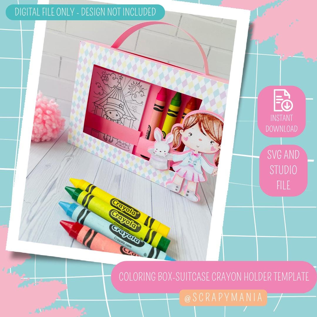 Malkasten Vorlage, Koffer mit Buntstiften Halter, Buntstifte Geschenk Ausschneidedatei, SVG und .studio Datei - nur DIGITALE Datei