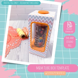 MM tube 30 gr box template, M and M box cut file, Candy box, SVG and .studio file - DIGITAL file only