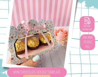 Mini Chocolate Holder Template, Favor Box (SVG and .Studio File)