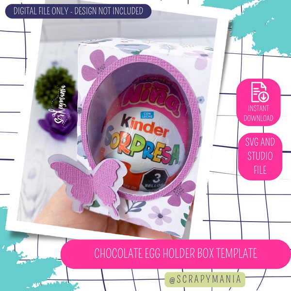 Modello scatola porta uova di cioccolato, delizioso regalo per bambini, file SVG e .studio, prodotto DIGITALE