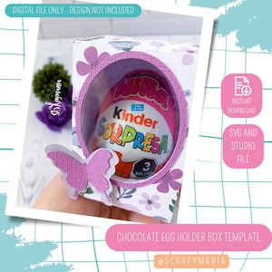 Modello per scatola porta-uova di cioccolato, regalo delizioso per bambini, file SVG e .studio, prodotto DIGITALE
