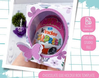 Modello per scatola di uova di cioccolato, regalo di Pasqua (file SVG e .Studio)