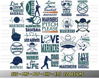Mariners bundle, 22 baseball fan designs, SVG Cricut files, Vector, Silhouette, Mariners cheer png dxf eps, Love baseball team, sublimation