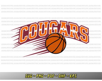 Cougars basketball svg, fan design, Cricut file, Vector, Silhouette, Cougars cheerleader, PNG, DXF, EPS, School Basketball team, sublimation