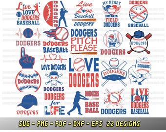 Dodgers bundle, 22 baseball fan designs, SVG Cricut files, Go Dodger, Silhouette, Dodgers cheer png dxf eps, Love baseball team, sublimation