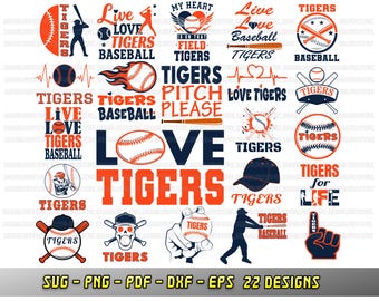 Tigers bundle, 22 baseball fan designs, SVG Cricut file, Vector, Silhouette Cameo, Tigers cheer png dxf eps, Love baseball team, sublimation