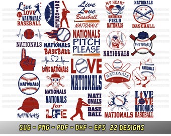 Nationals bundle, 22 baseball fan designs, SVG Cricut files, Go Nationals, Silhouette, Cheer png dxf eps, Love baseball team, sublimation