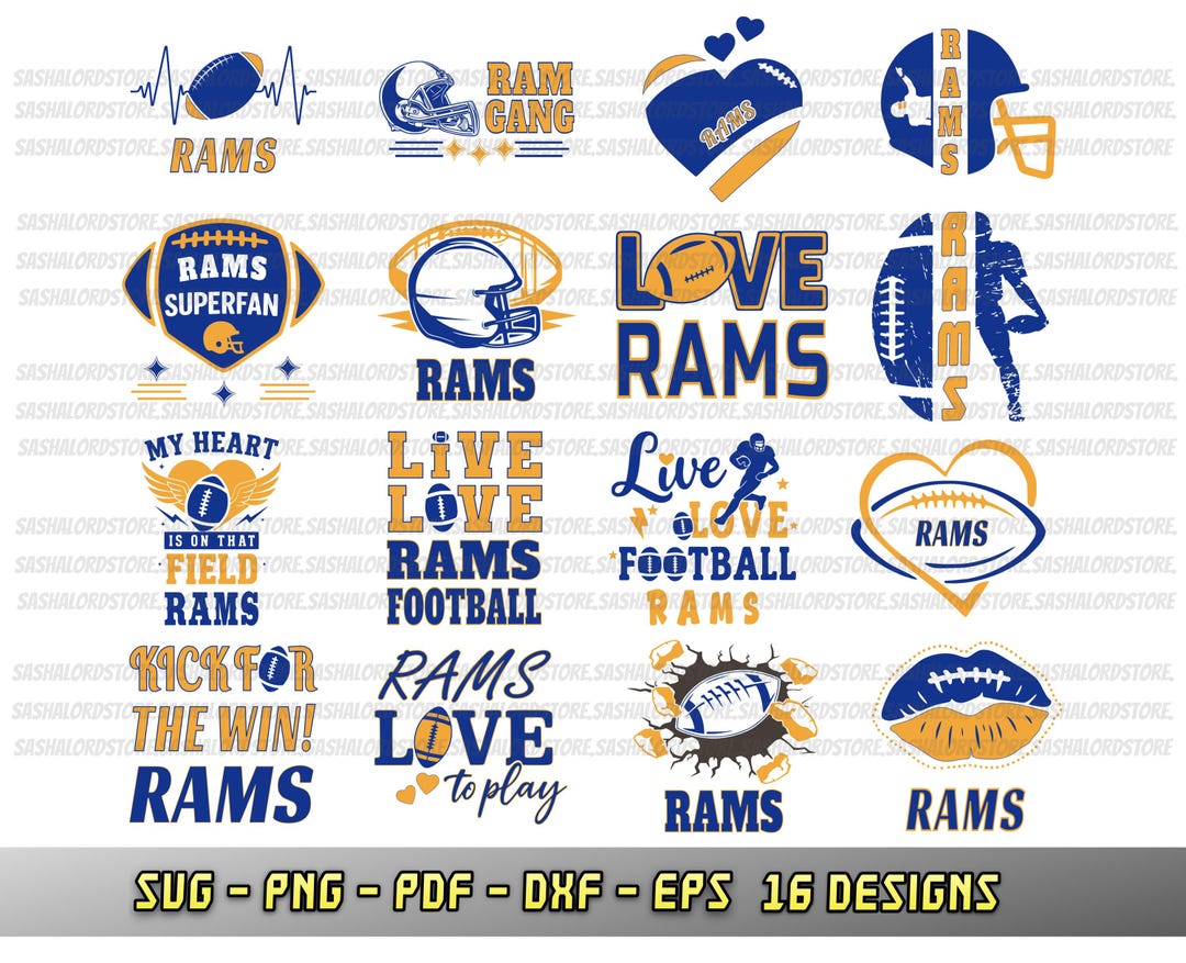 Rams Football Bundle, 16 Fan Designs, SVG Cricut Files, DIY, Vector ...