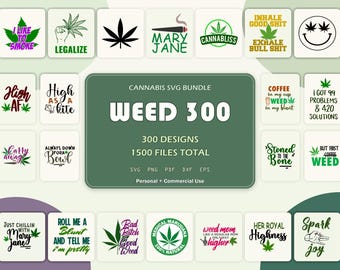 300 Weed SVG-Dateien, Retro-Cannabisblätter, coole Marihuana-Sprüche und botanische Schnittdateien für Cricut-Shirts, Aufkleber, Becher und Geschenke