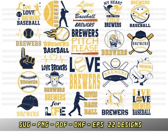 Brewers bundle, 22 baseball fan designs, SVG Cricut files, Go Brewers, Silhouette, Cheerleader png dxf eps, Love baseball team, sublimation