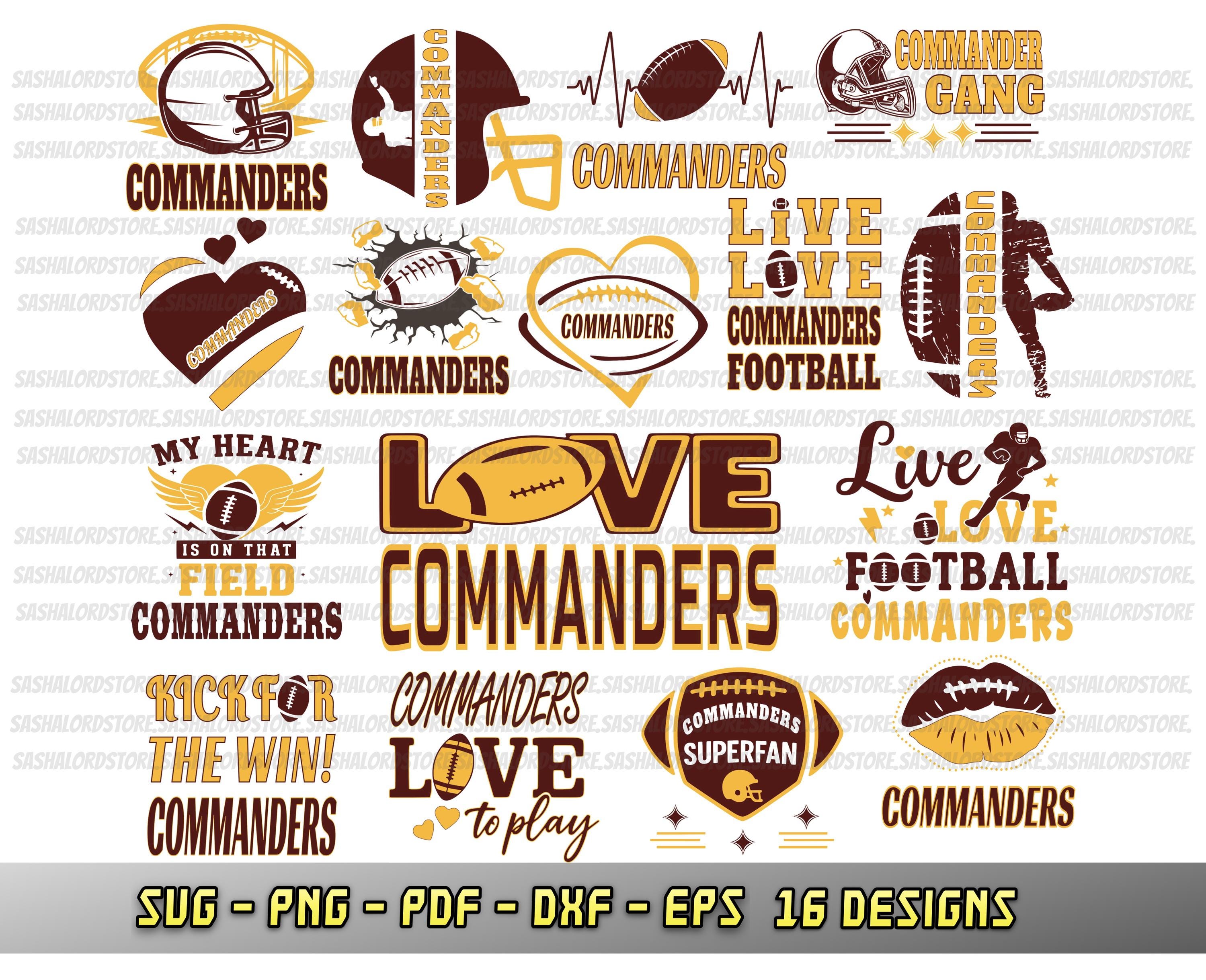 16 Fan Designs, Commanders Bundle, SVG Cricut Files, Vector, Silhouette ...