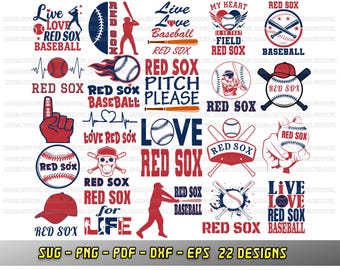 Red Sox bundle, 22 baseball fan designs, SVG Cricut files, Vector, Silhouette, Red Sox cheer png dxf eps, Love baseball team, sublimation