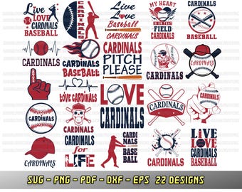 Cardinals bundle, 22 baseball fan designs, SVG Cricut files, Go Cardinals, Silhouette, Cheer png dxf eps, Love baseball team, sublimation