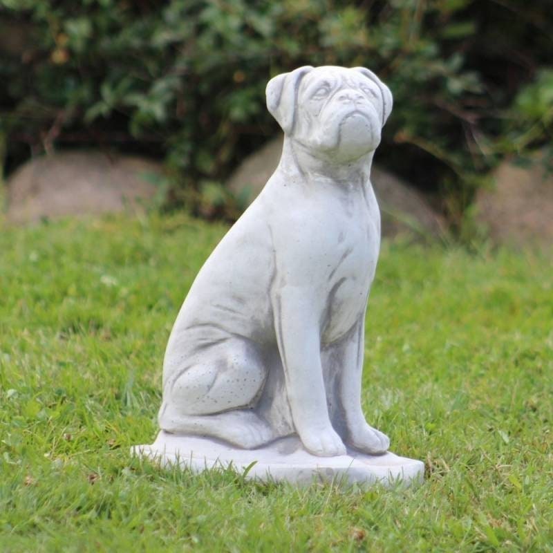 Deko Tier Figur Boxer Hund weiß 95 cm günstig kaufen