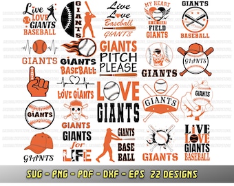 Giants bundle, 22 baseball fan designs, SVG Cricut files, Go Giants, Silhouette, Giants cheer png dxf eps, Love baseball team, sublimation
