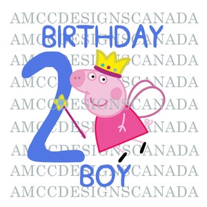 Zweiter Geburtstagsjunge Schwein PNG