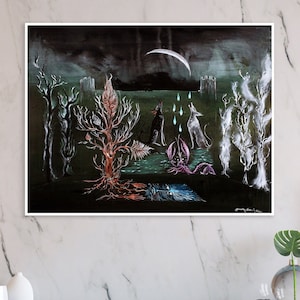 Sin marco, LEONORA CARRINGTON, Dos perros aullando a la luna, Impresión artística moderna grande y rara, Impresión artística original, Impresión giclée de alta calidad