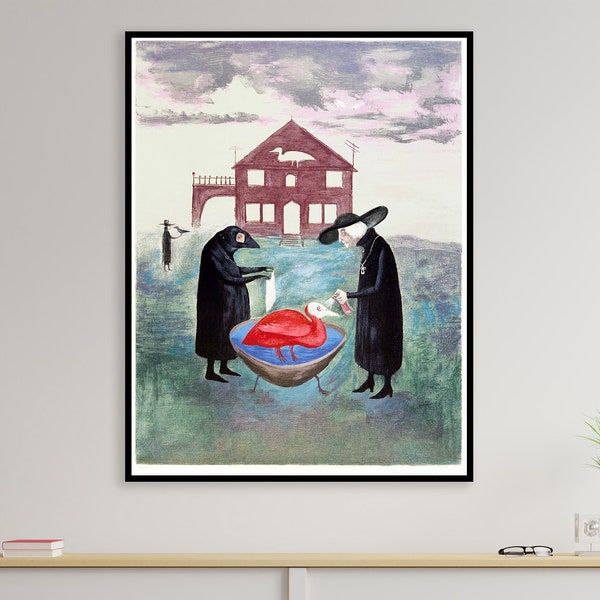 Leonora Carrington Print, Bird Bath, Abstract Art Print, Art Poster Original Print, Modern Wall Decor, Pop Art Print, Fine Giclee Print