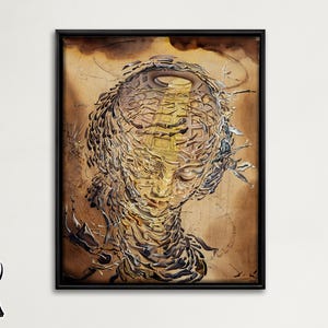 Framed Salvador Dali Print: Tete Raphaelesque eclatee, Abstract Art