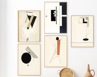 Unframed, El Lissitzky Print Set Of 5, Kestnermappe Proun Print Set, Russian Modern Art Prints, Art Poster Original Print, Gift Art Print