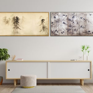 Hasegawa Tohaku Print Set: Pine Trees & Crows, Japanese Wall Art