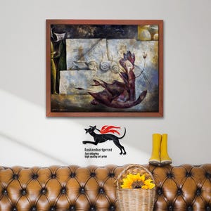 Leonora Carrington Surrealist Art Print: El Gato Mystic Cat Temple Giclee