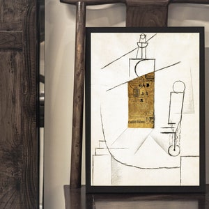 Pablo Picasso Print: Bouteille et Verre, Abstract Art (Unframed)