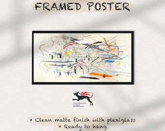 Julie Mehretu, Retopistics A Renegade Excavation, Framed Modern Abstract Geometric Canvas Wall Art, Mid Century Art, Framed, Ready to Hang