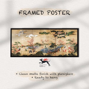 Framed, Ready to Hang, Kano Hideyori Print, Maple Viewers Print, 16th Century, Japanese Art Prints, Asian Art Print, Reproduction Rare Art