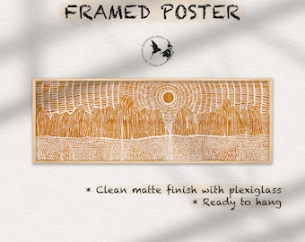 Framed Orange Landscape Canvas Art: Long Horizontal Wall Decor
