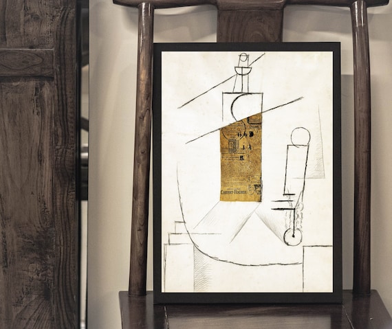 Pablo Picasso Print: Bouteille et Verre, Abstract Art (Unframed)