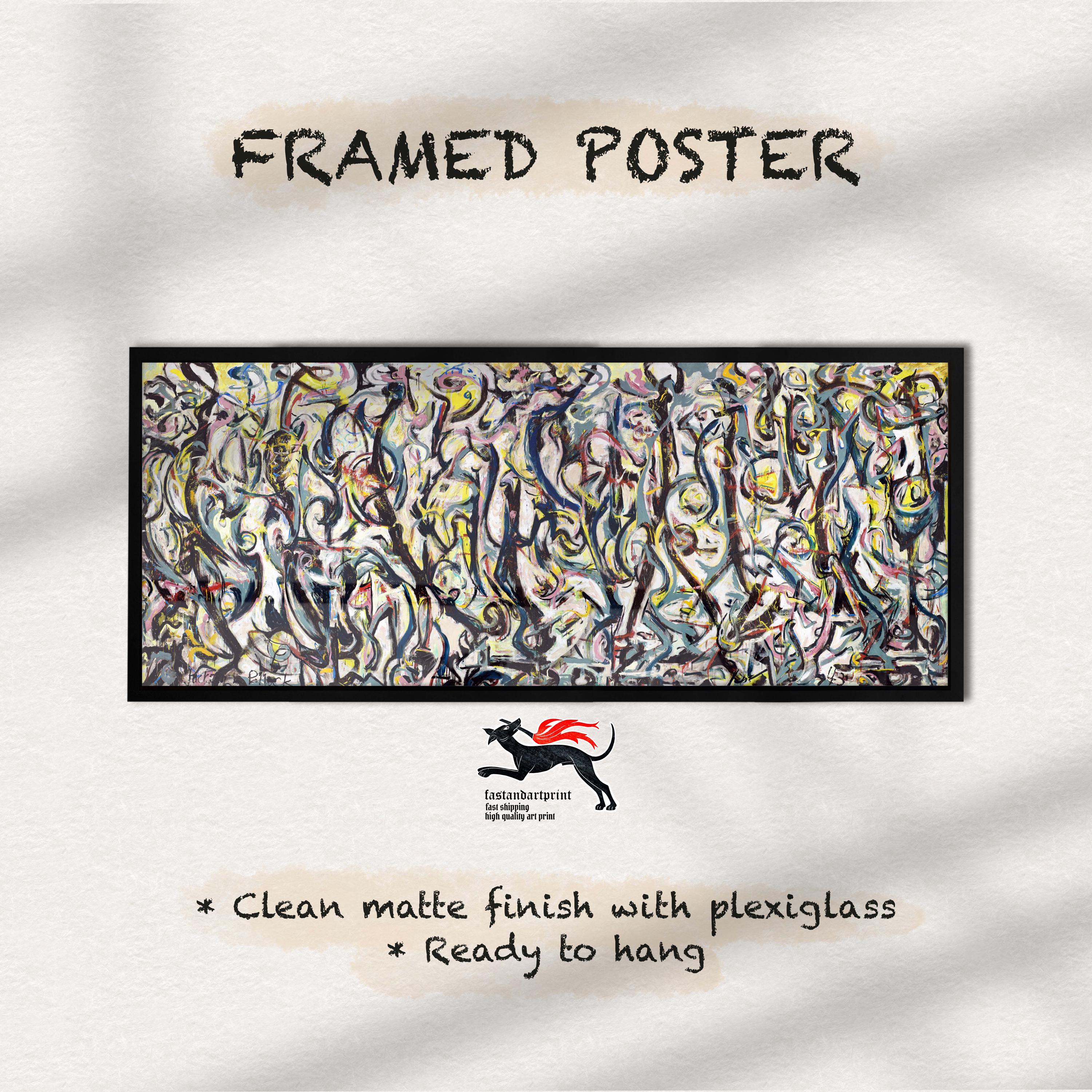 Pologame Art board アート Framed Jackson Pollock Mural 1943 Reproduction: Abstract Canvas