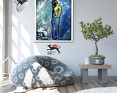 Picasso Mother and Child Print: Blue Period Abstract Art (unframed