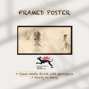 Framed Japanese Pine Tree Print: Hasegawa Tohaku Reproduction