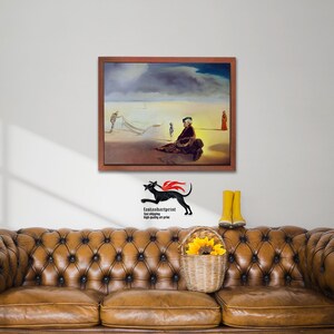 Salvador Dali Print: Chemist Lifting Piano, Surrealist Art Poster